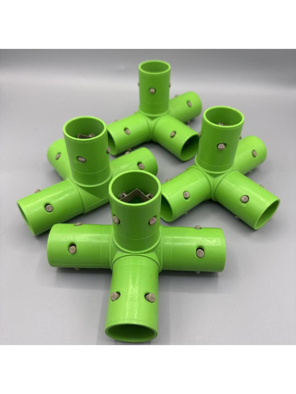 4 Vintage Playskool Pipeworks Green Four Way Connectors Replacement Parts